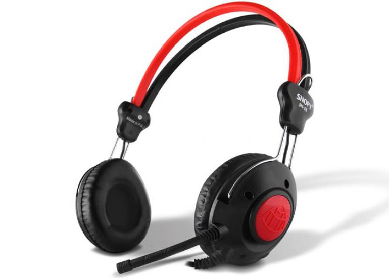 Snopy SN-58 Siyah/kırmızı Esnek Mik. Helezon Yaylı Kablo Mikrofonlu Kulaklık fiyat avantajlarıyla
