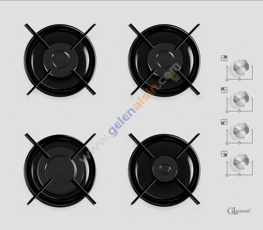 Gl General GLO 2240STB Setüstü Beyaz Cam Ocak 60 cm