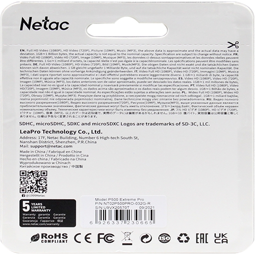 Netac 32GB MicroSDHC Hafıza Kartı V10/A1/C10 NT02P500PRO-032G-R