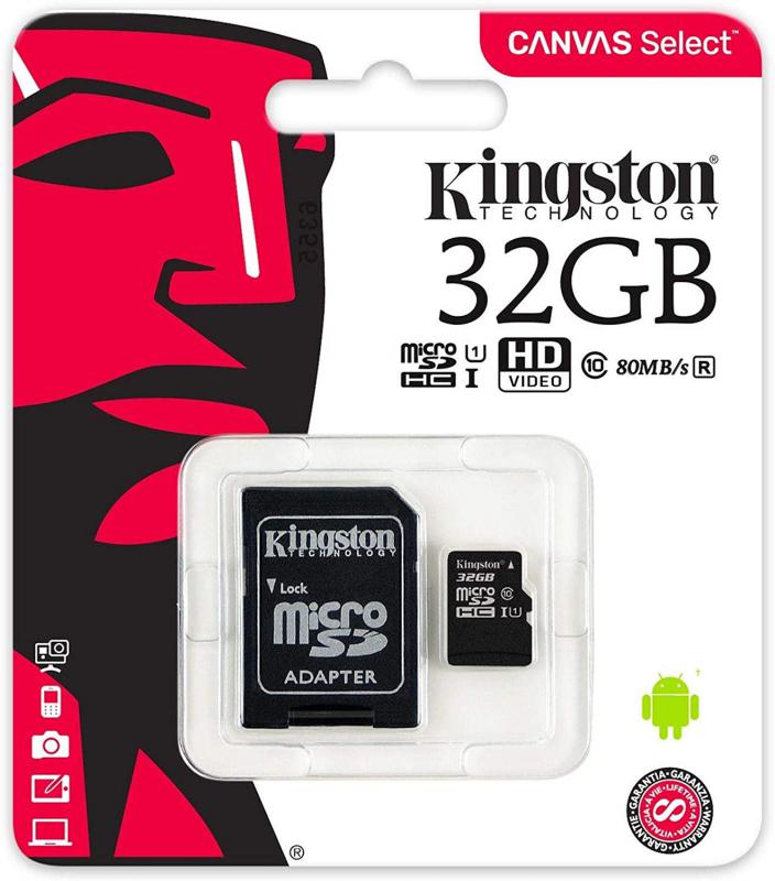 Kingston Canvas Select 32GB microSD 80MB/s Class 10 UHS-I Hafıza Kartı SDCS/32GB
