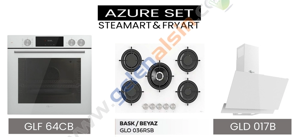 GL General Azure Beyaz Ankastre Set (GLD017B-GLO036RSB-GLF64CB) Buhar Destekli
