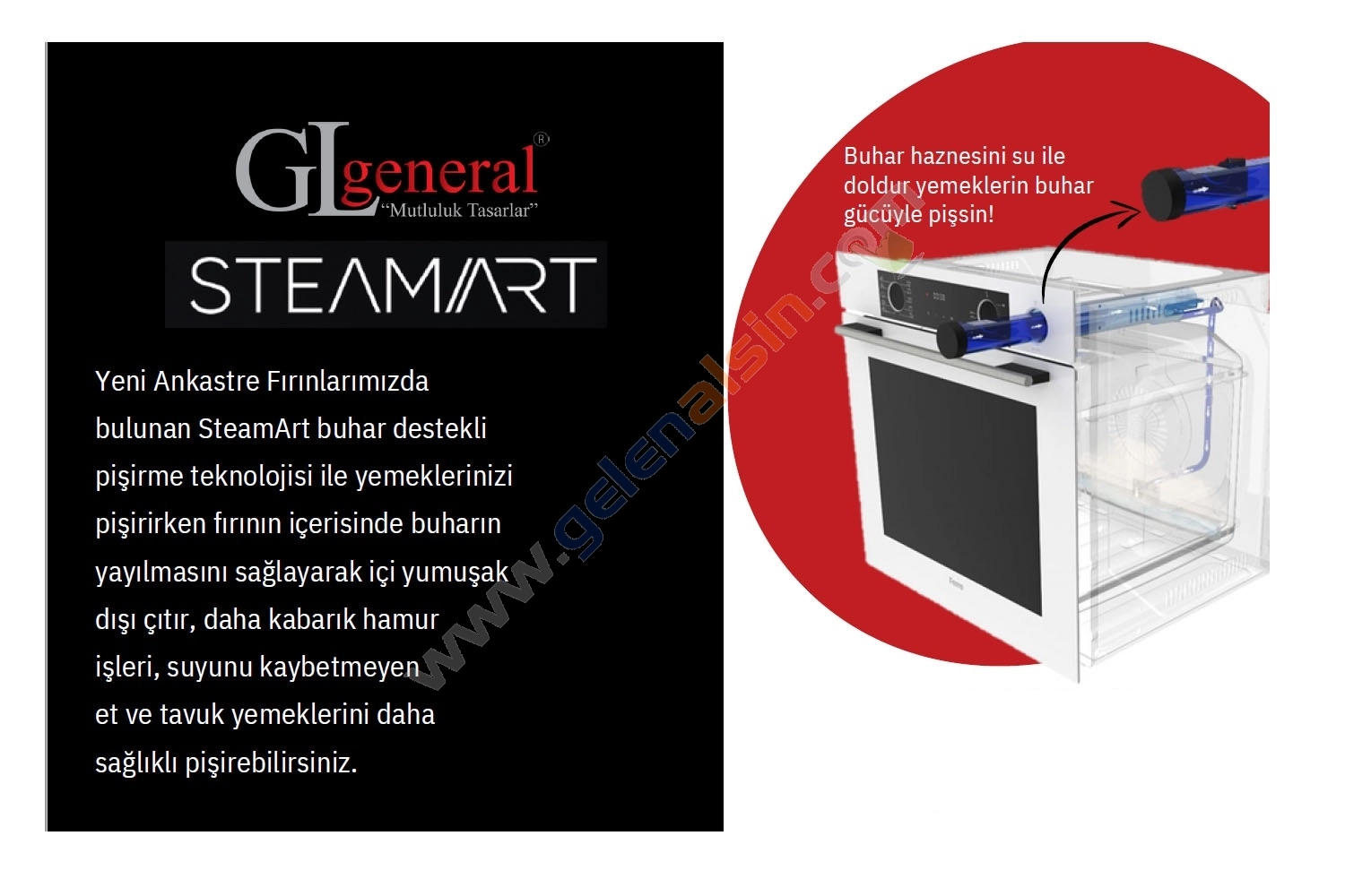 GL General Azure Gri Ankastre Set (GLD055PR-GLO038RSPR-GLF64CPR) Buhar Destekli
