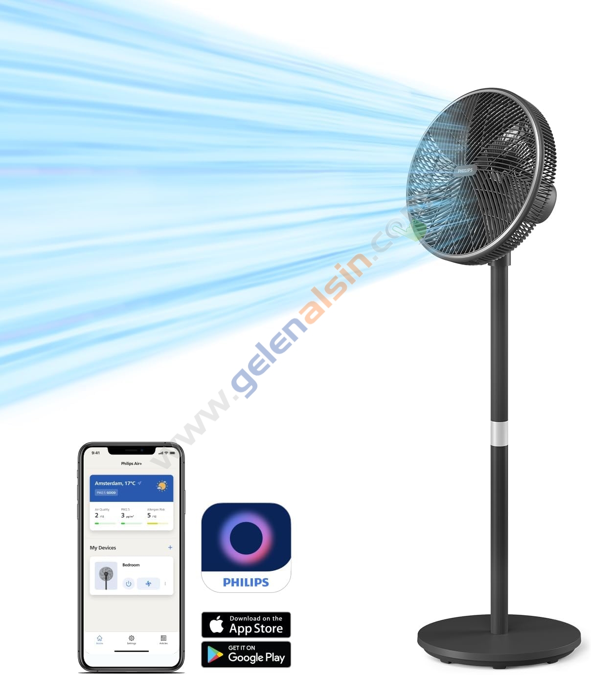 Philips 3000 Serisi CX3550/01 Ayaklı Siyah Vantilatör