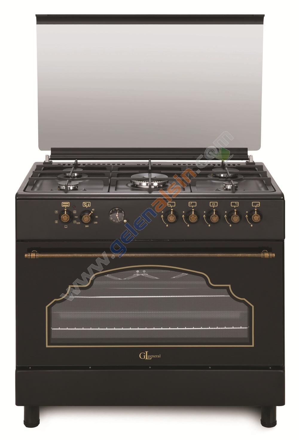 GL General Rustik Siyah Set 90CM Piliç Çevirme(GLF9050RSP Desire 90 Kuzine Fırın- GLD 039RS Davlumbaz)