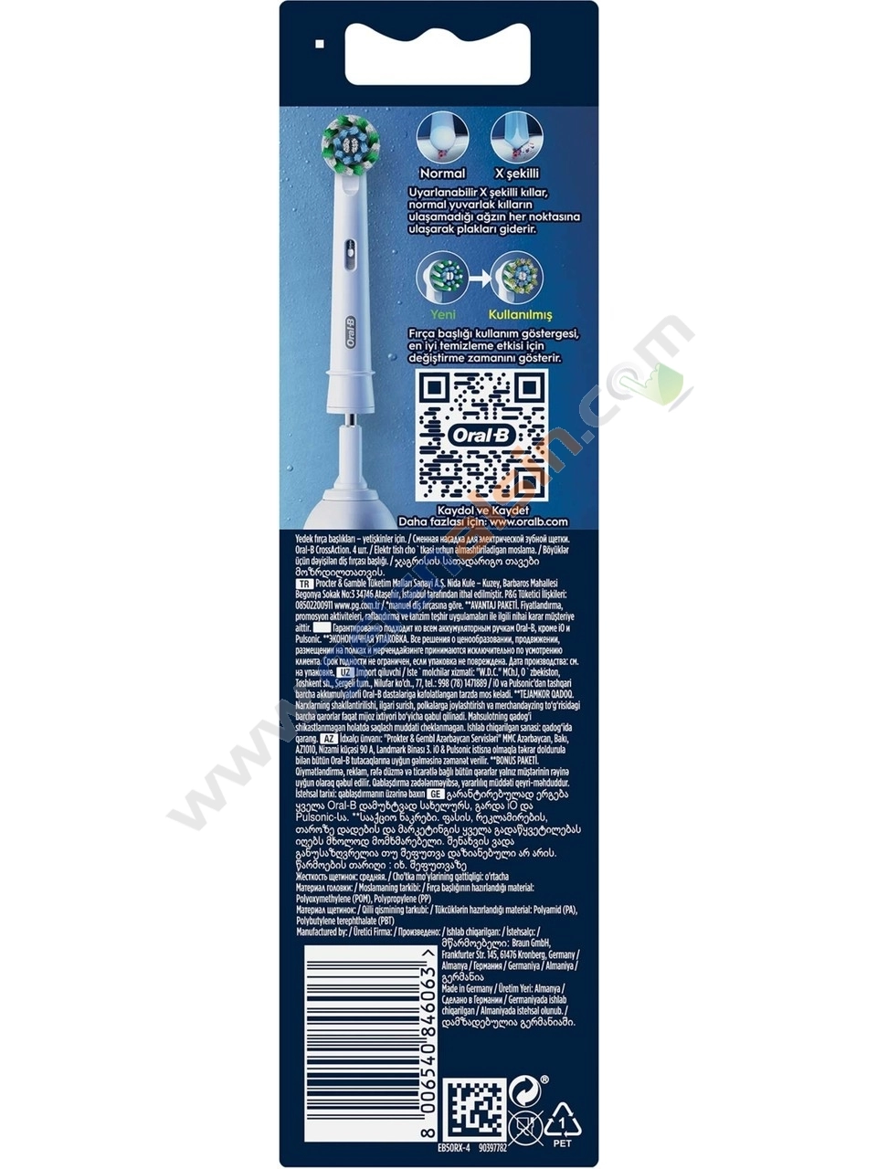 Oral-B Şarjlı Diş Fırçası Yedek Başlığı Cross Action X-Filament 4 lü