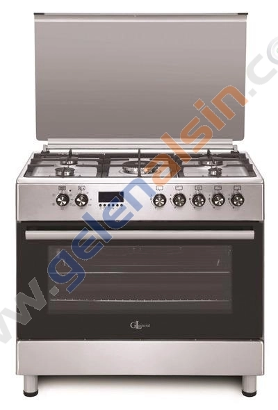 Gl General Desire GLF 9050XP Kuzine Inox Piliç Çevirmeli Fırın Set (GLF9050XP Desire 90 Kuzine Fırın-GLD 041X Davlumbaz)