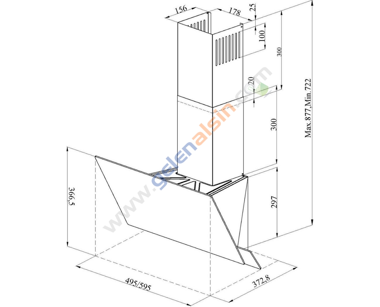 Gl General Gld 017B Opal 60 cm Beyaz Cam Davlumbaz