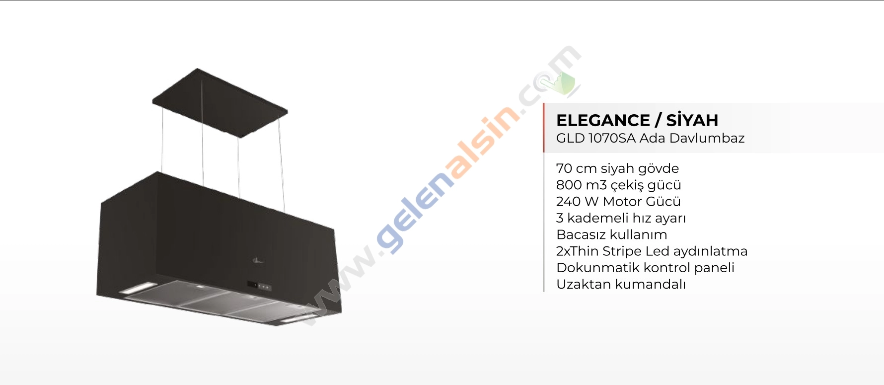 GL General GLD 1070SA Elegance Siyah Ada Davlumbaz