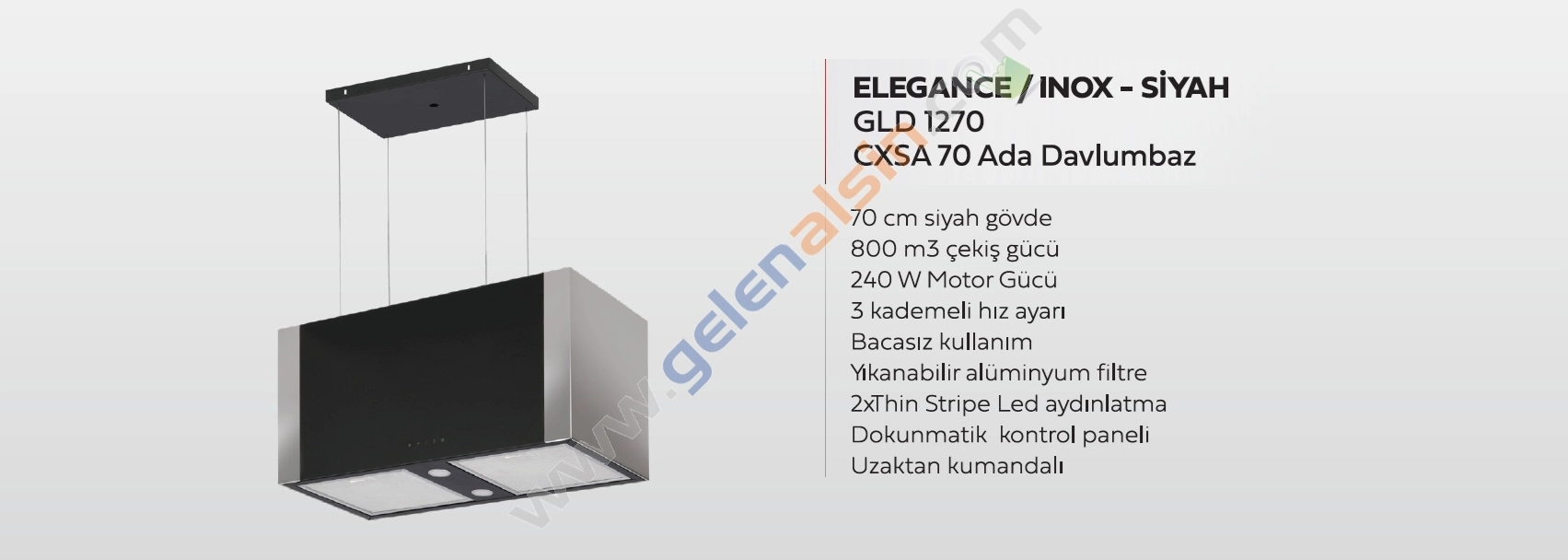 GL General GLD 1270CXSA 70CM Elegance Inox Ada Davlumbaz