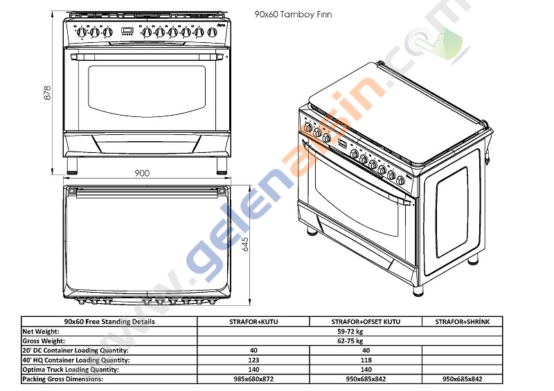 Gl General Desire GLF 9050RKP Kuzine Rustik Krem Piliç Çevirmeli Fırın 110 LT