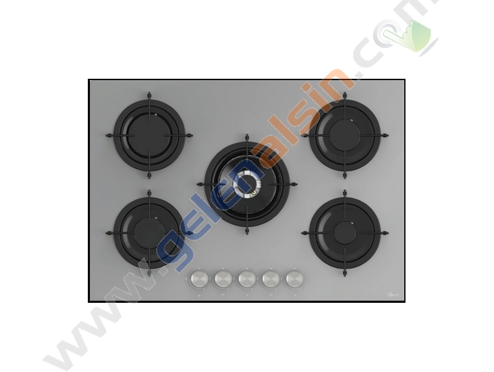 Gl General GLO 038RSPR Bask Pure Grey 75cm 5G Wok Cam Ankastre Ocak