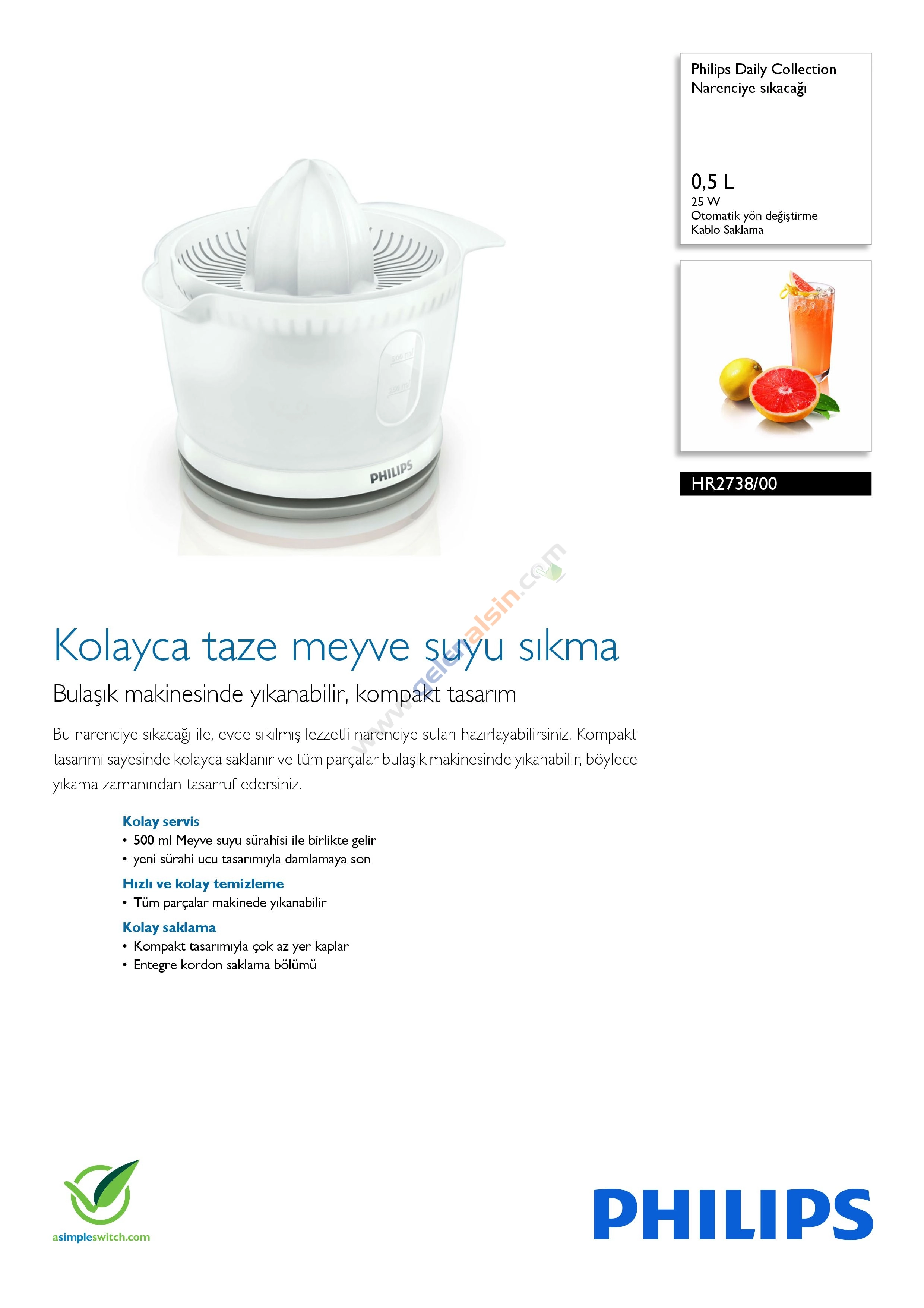Philips HR2738/00 Daily Collection Narenciye Sıkacağı