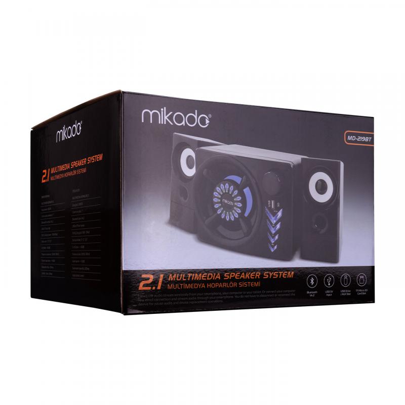 Mikado MD-219BT 2+1 10W+3WX2 Siyah USB + Tf Kart + Bluetooth Speaker