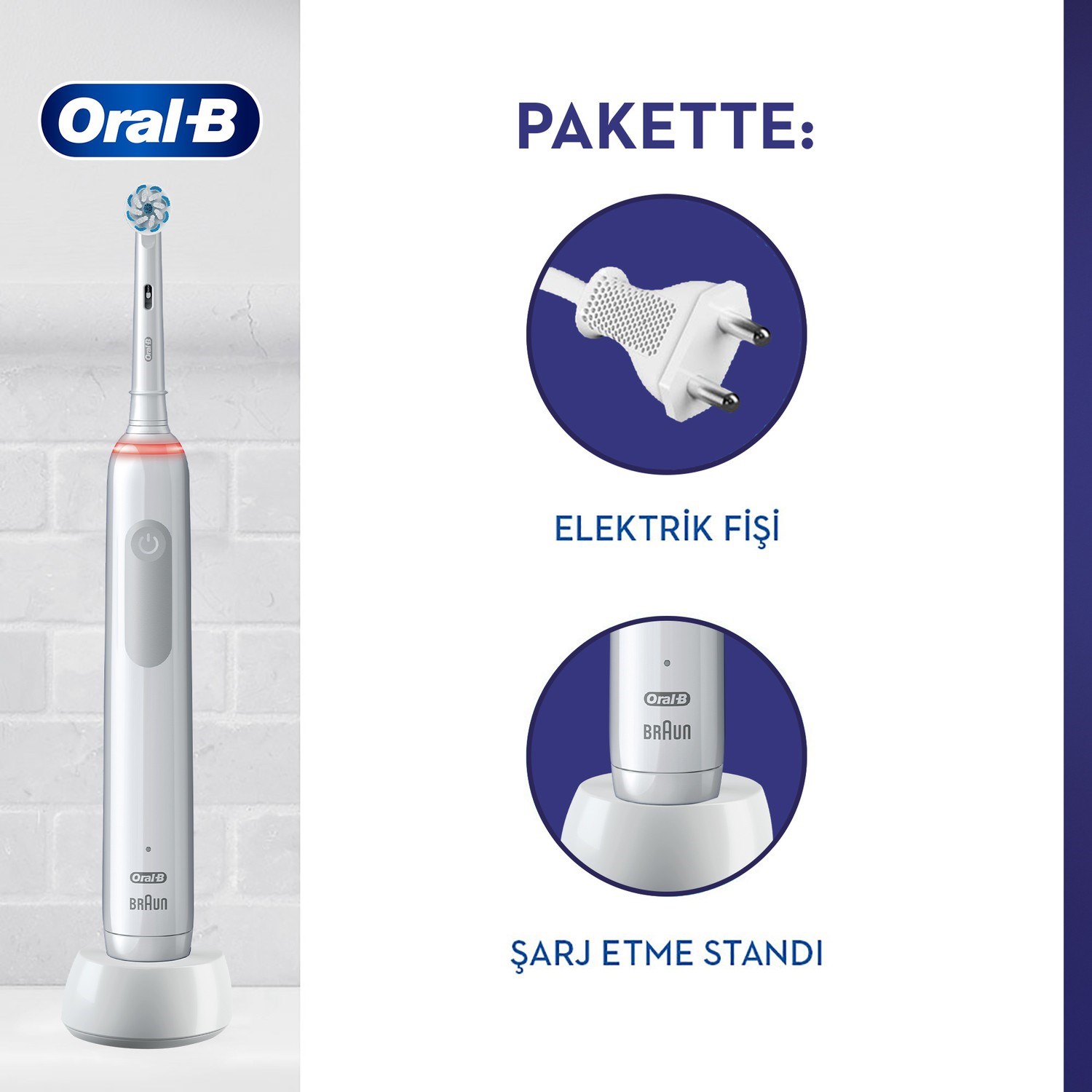 Oral-B Pro 3500 Elektrikli Beyaz Diş Fırçası + Seyahat Kabı