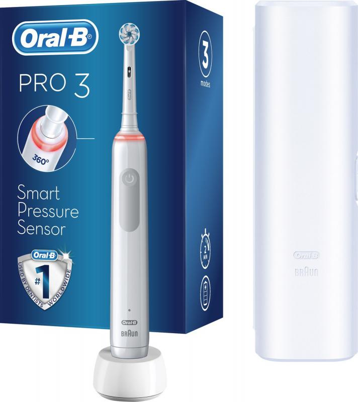 Oral-B Pro 3500 Elektrikli Beyaz Diş Fırçası + Seyahat Kabı