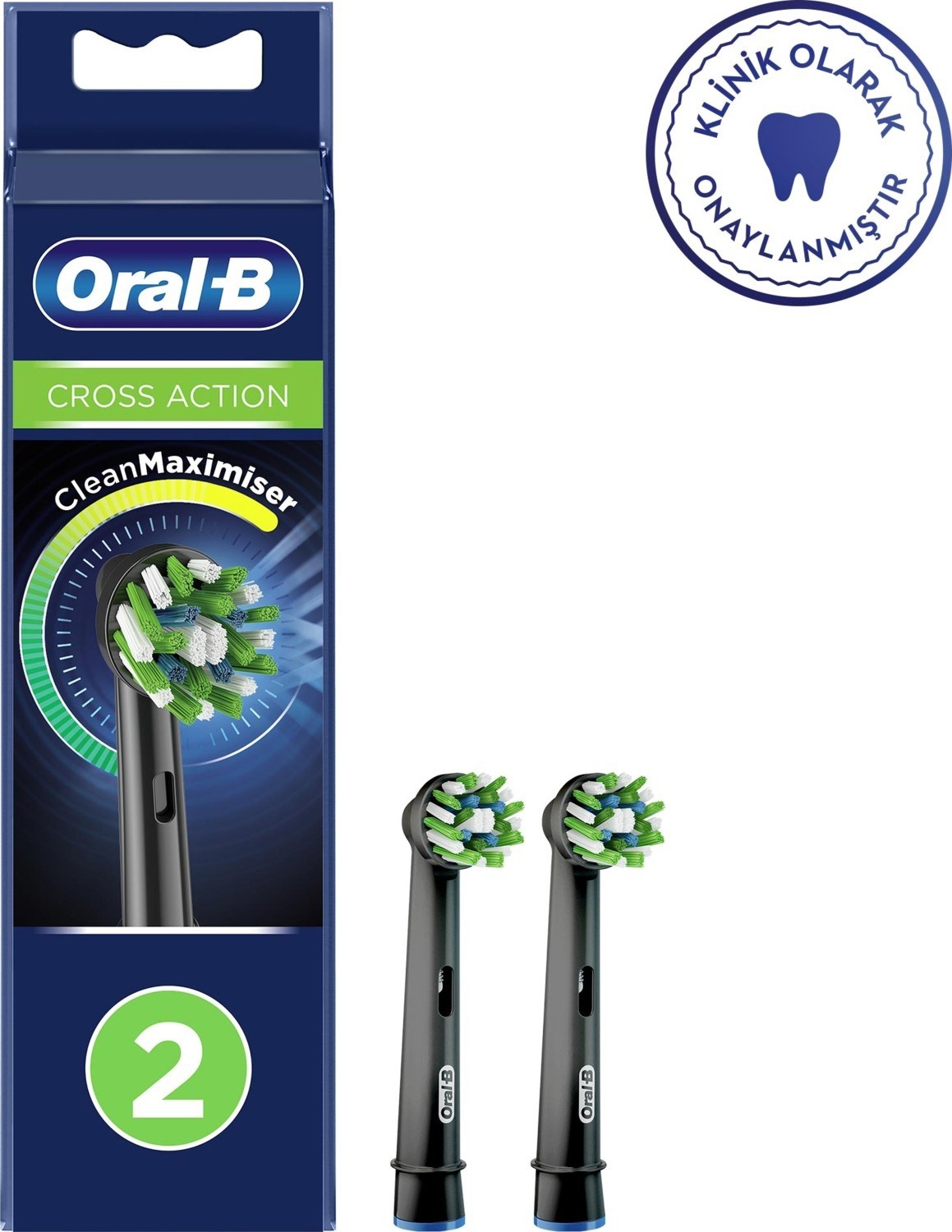 Oral-B  Şarjlı Diş Fırçası Yedek Başlığı Siyah Cross Action 2’li EB50BRB-2