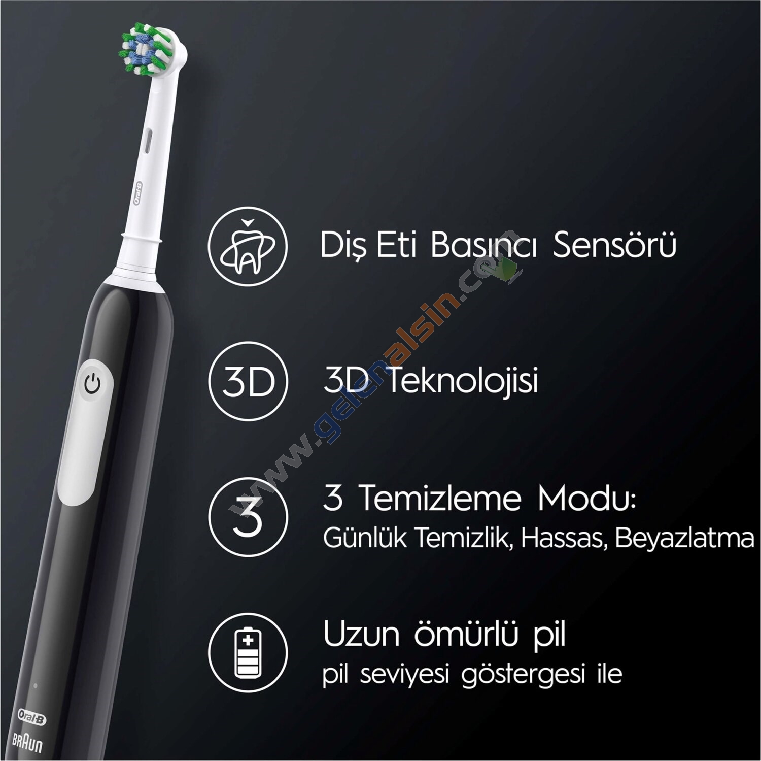Oral-B Pro Series 1 İkili Paket, Siyah ve Mavi Elektrikli Diş Fırçaları, 2 Diş Fırçası Başlığı
