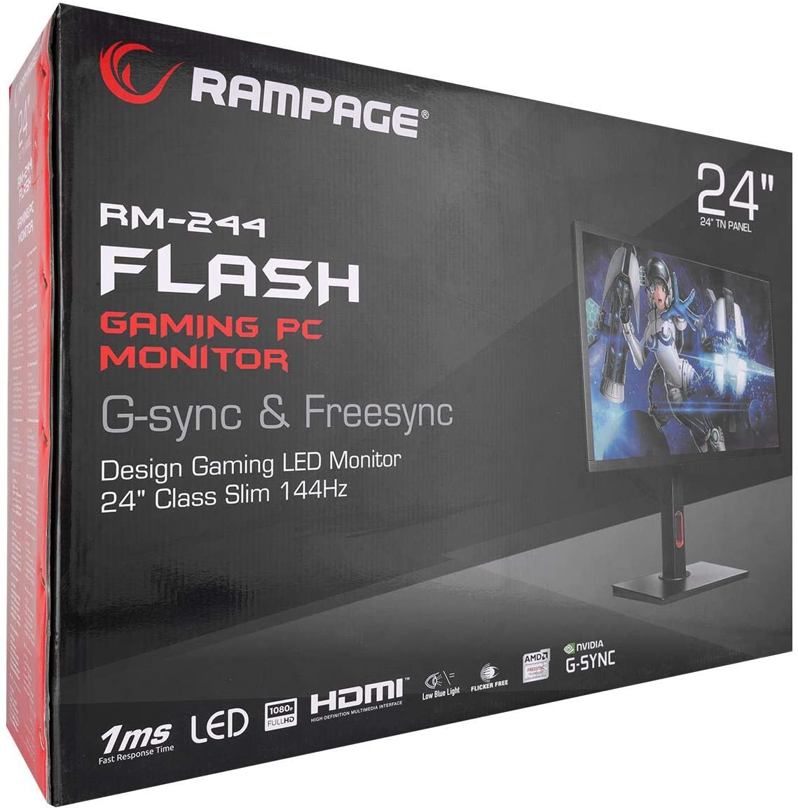 Rampage RM-244 Flash 24’’ 144Hz 1ms (HDMI+Display) G-Sync FreeSync Full HD Led Monitör