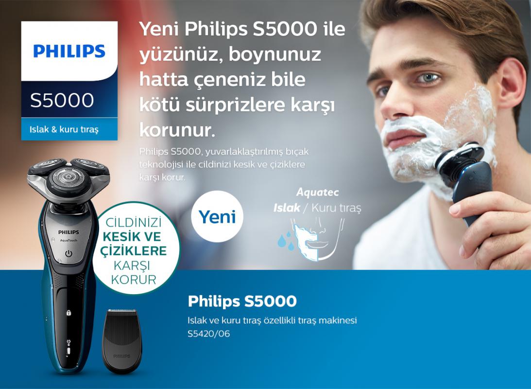 Philips 5000 Serisi S5420/06 Islak Kuru Şarjlı Tıraş Makinesi