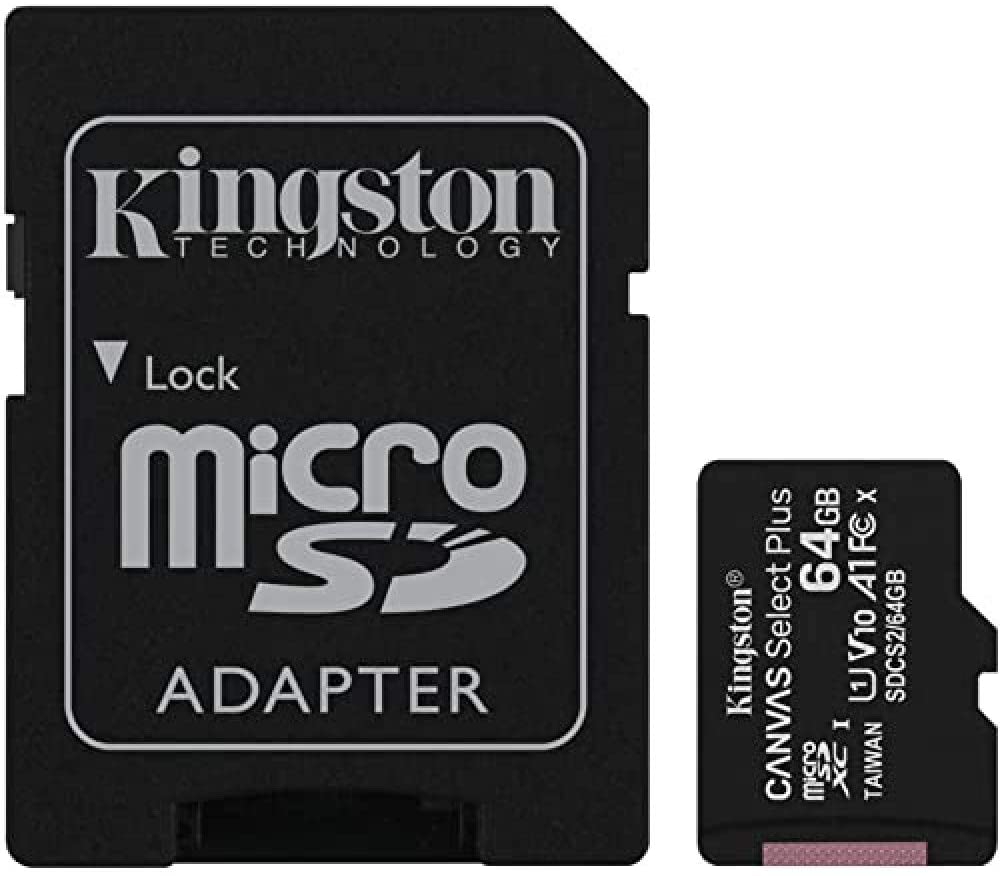 Kingston 64GB microSDXC Canvas Select Plus 100R A1 C10 Card + Adapter