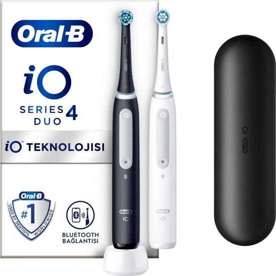 Oral-B Io 4 Şarjlı Diş Fırçası Seti 2’Li - Mat Siyah / Beyaz Fiyatı ve Özellikleri