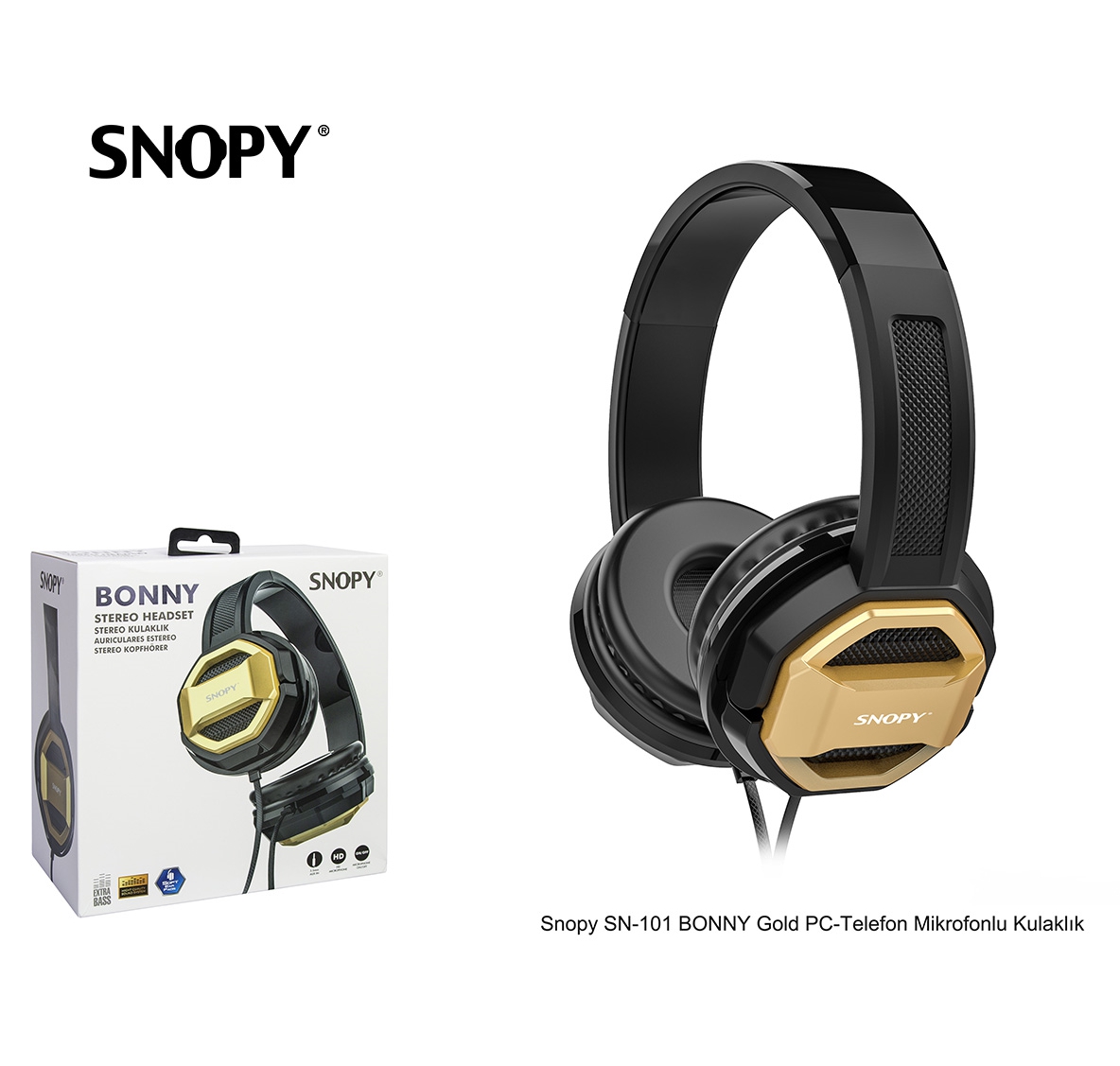 Snopy SN-101 BONNY Gold PC-Telefon Mikrofonlu Kulaklık