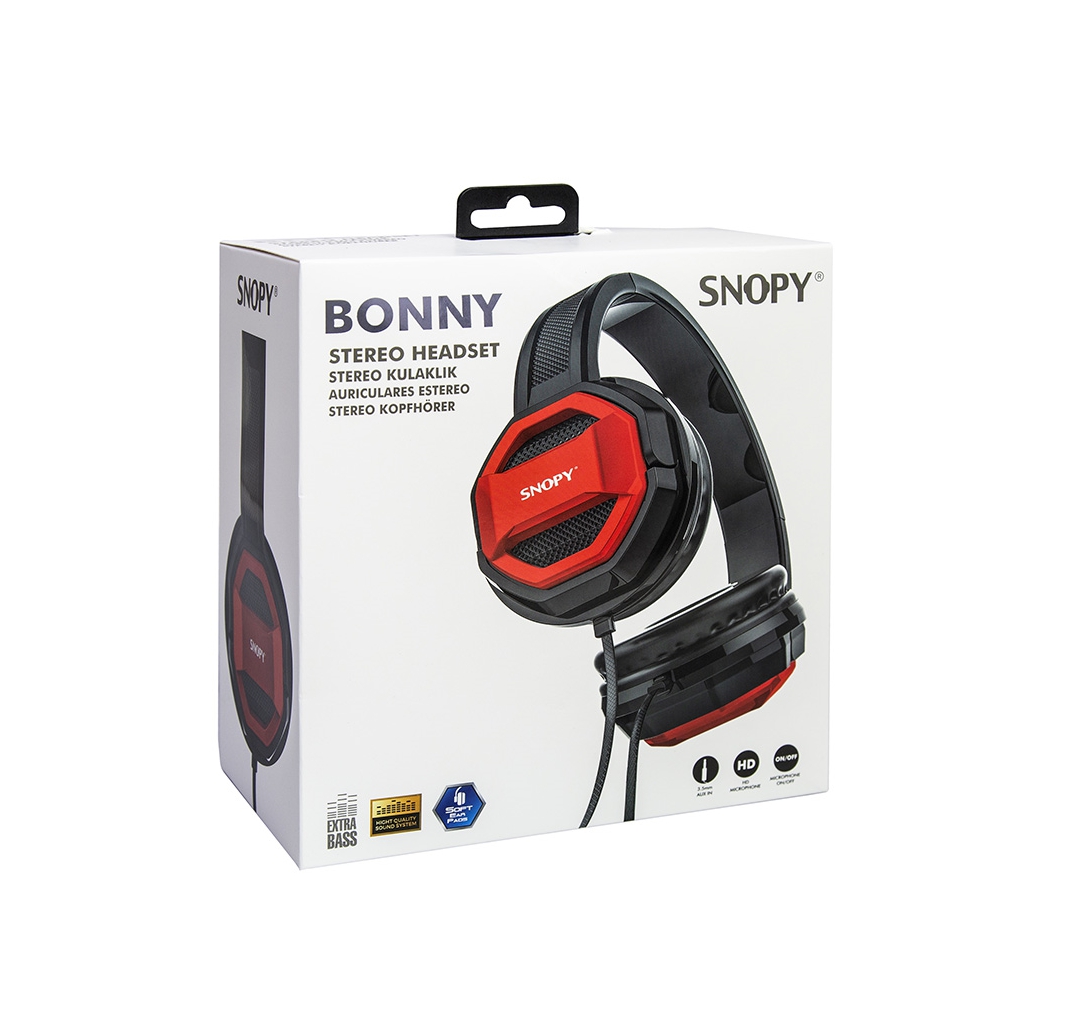 Snopy SN-101 BONNY Kırmızı PC-Telefon Mikrofonlu Kulaklık