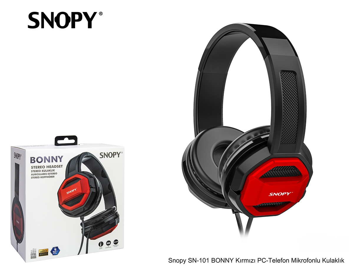 Snopy SN-101 BONNY Kırmızı PC-Telefon Mikrofonlu Kulaklık