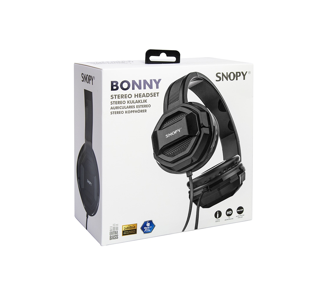Snopy SN-101 BONNY Siyah PC-Telefon Mikrofonlu Kulaklık