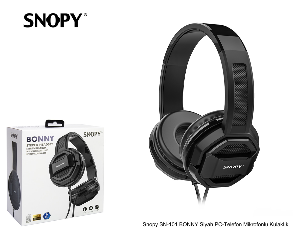 Snopy SN-101 BONNY Siyah PC-Telefon Mikrofonlu Kulaklık
