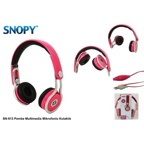 Snopy SN-913 Pembe Multimedia Mikrofonlu Kulaklık