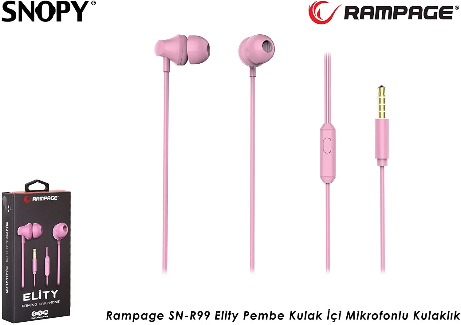 Rampage SN-R99 Elity Pembe Kulak İçi Mikrofonlu Kulaklık