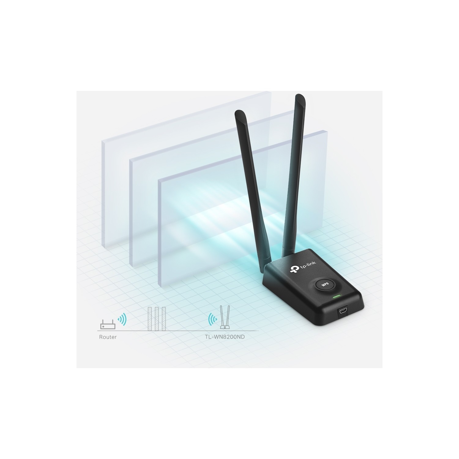 TP-LINK TL-WN8200ND 300 Mbps N Kablosuz 2x5dBi Değiştirilebilir Antenli WPS/Soft AP Yüksek Kazanımlı