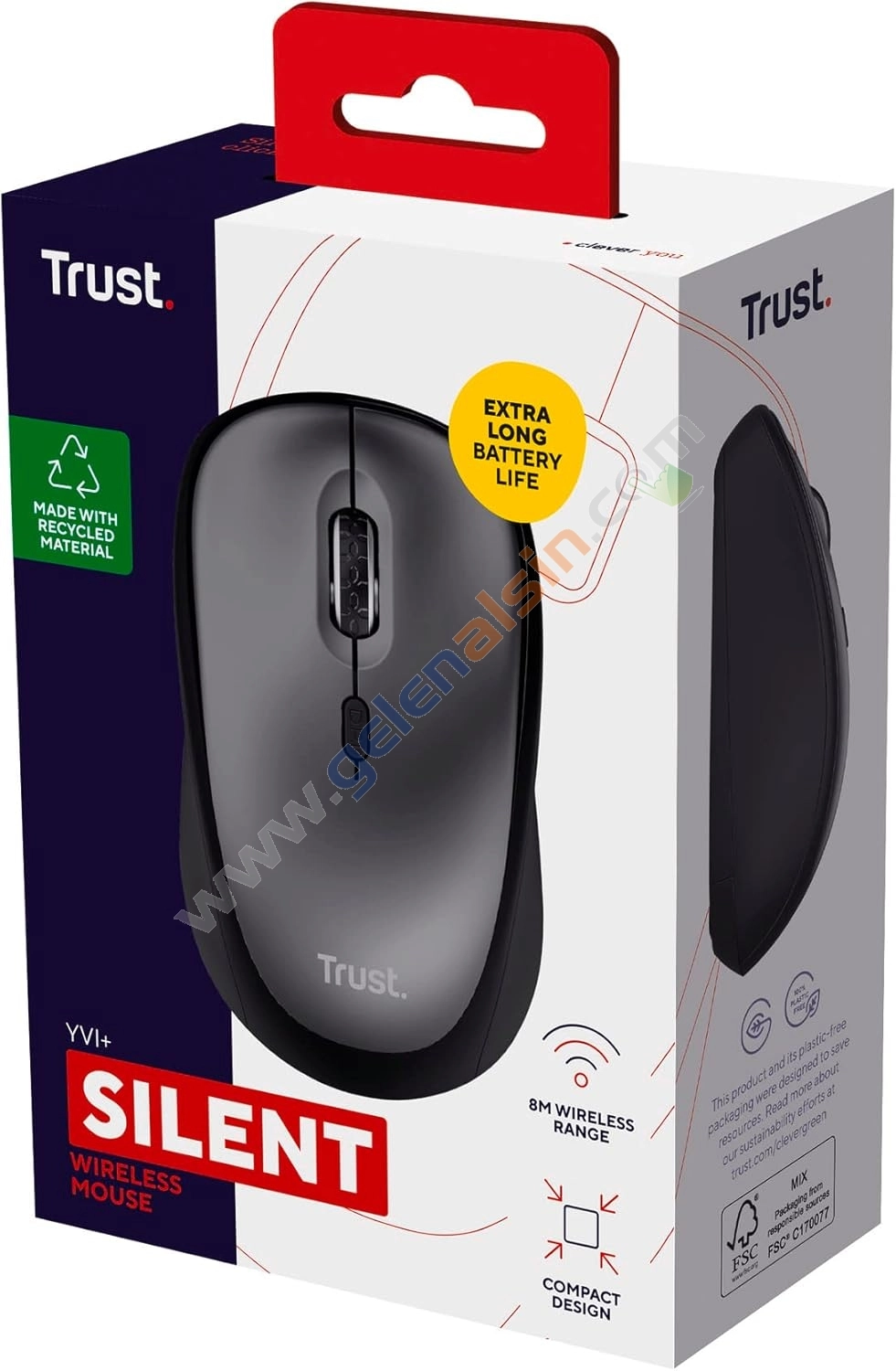 Trust 24549-02 Sessiz Kablosuz Mouse Gri